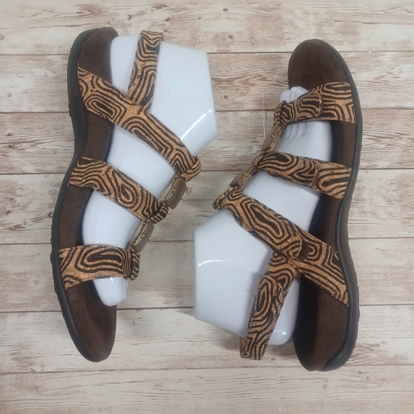 Vionic Orthotic Insole Footbed Brown Black Tan Cork Faux Woodgrain Size 9 Sandal - Picture 10 of 14